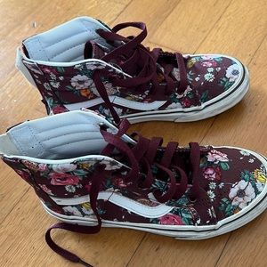 Vans Maroon floral  sk8-hi tops